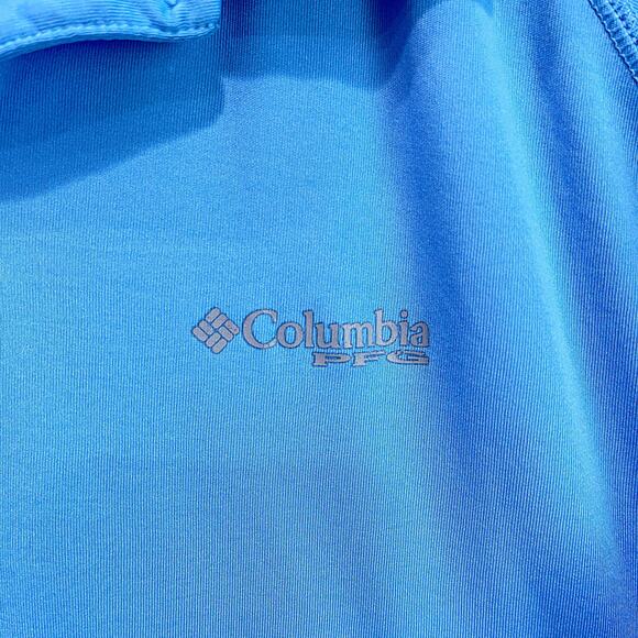 Columbia PFG Golf Tech Polo Shirt Blue Short Sleeve Casual Fishing Mens XL - Picture 3 of 7